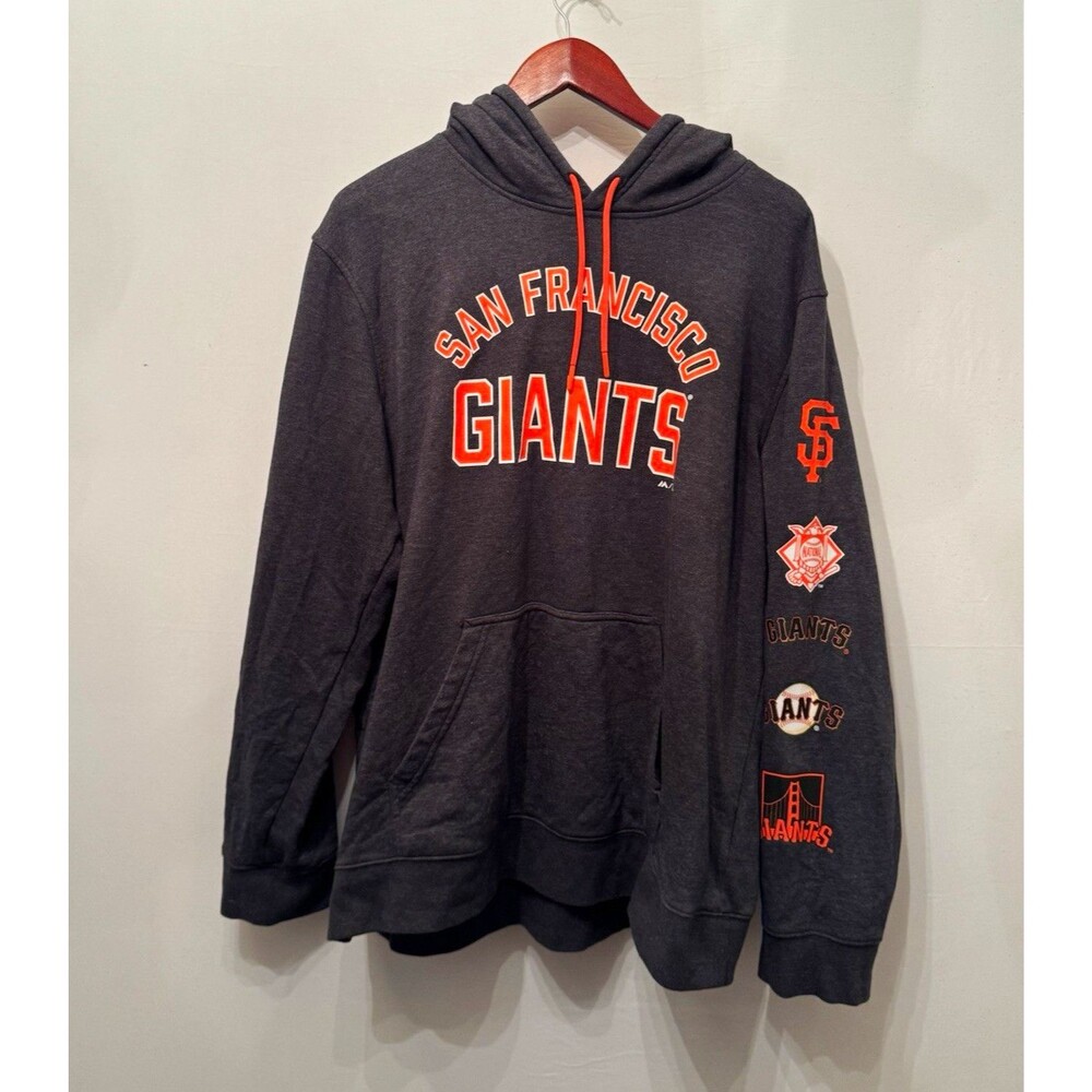 Majestic San Francisco Giants Pullover Hoodie Gray Orange Mens XL MLB